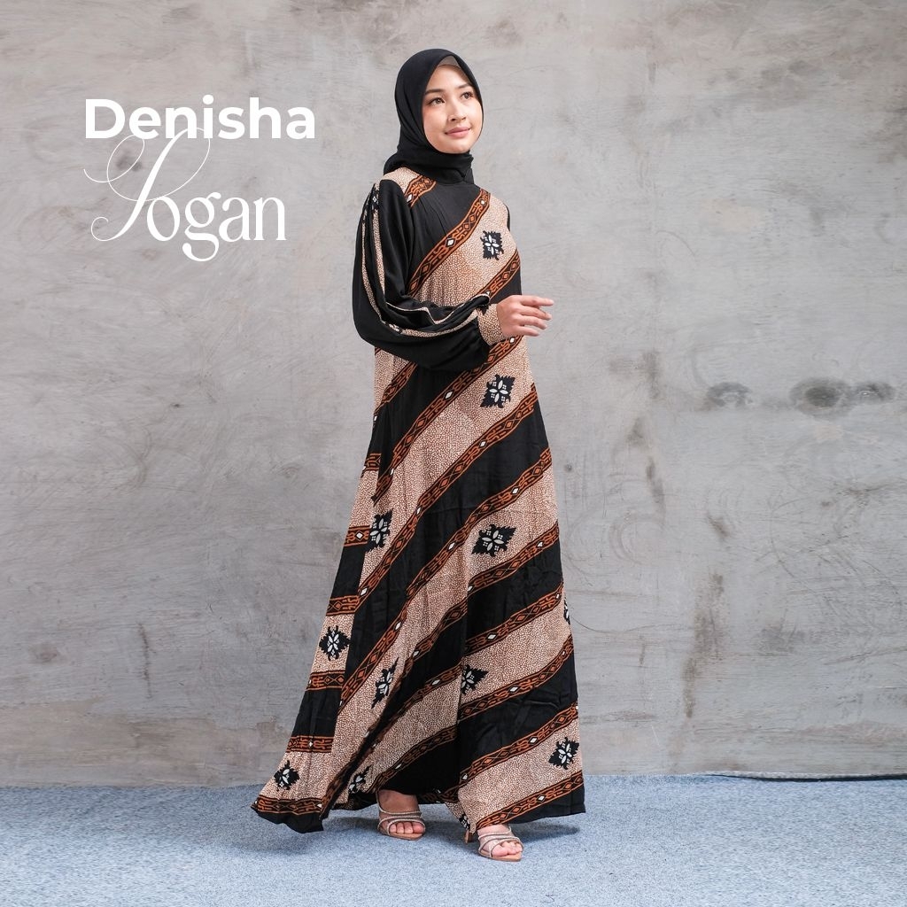 QONITA BATIK | GAUN DENISHA SOGAN DRESS WANITA ATASAN WANITA | Model Terbaru Desain Elegan Gamis