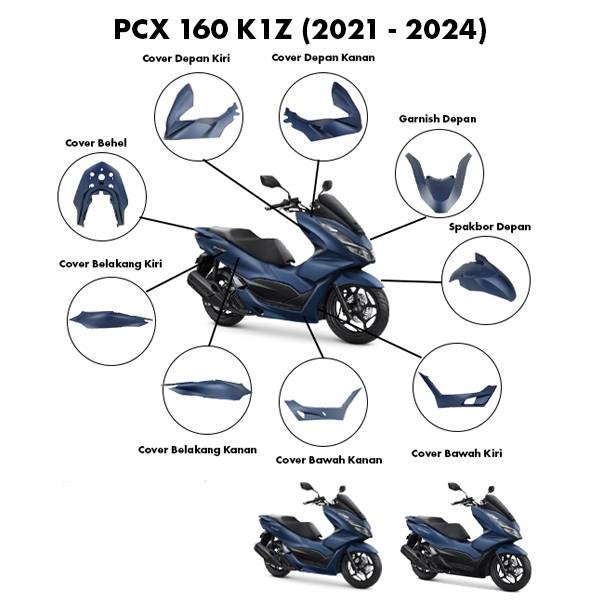Cover Body PCX 160 1 set Biru Doff Royal Matte Blue