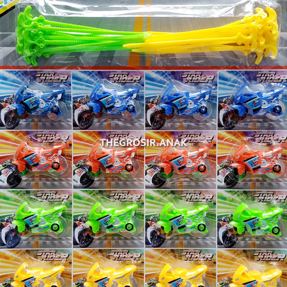 TGT Star Rider Motorcyle Tarik Warna RANDOM Mainan Sepeda Motor Balap Mini Rossi MotoGP Termasuk Tar