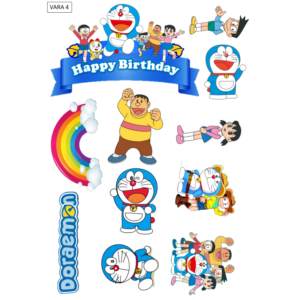 Topper DORAEMON | Topper DORAEMON Custom Nama |  Hiasan Kue Ultah Doraemon