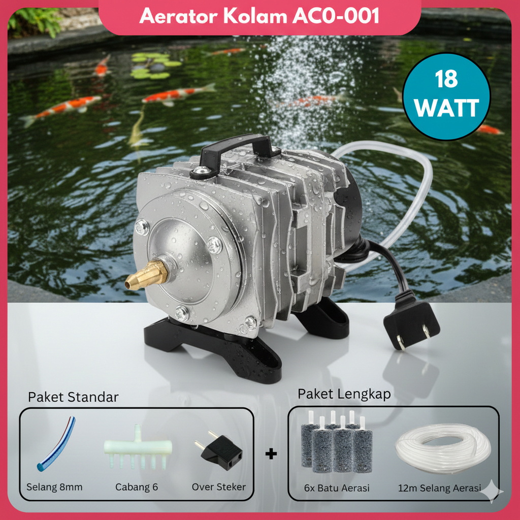 Pompa Aerator RISSEE ACO 001 Pompa Blower Kolam Pembuat Gelembung Udara Aerator Pump Akuarium Ikan