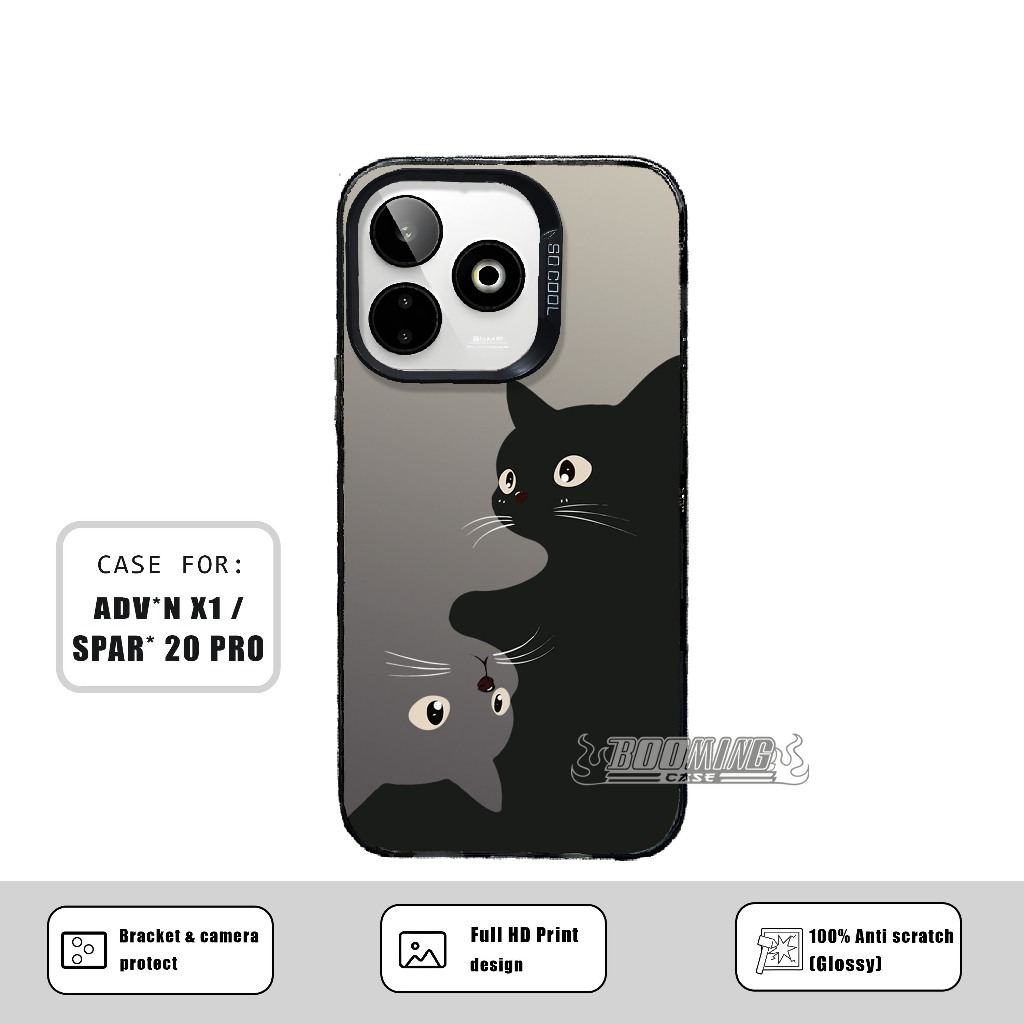 Case Spark 20 Pro Advan x1 Premium Matte Softcase Hybrid IMD Plate Hologram - Motif KUCING Casing Gl