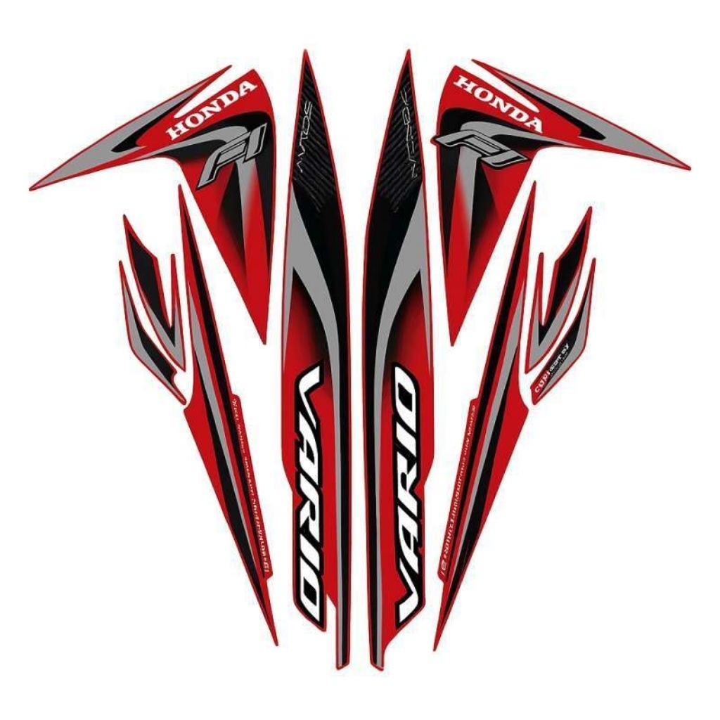 Striping stiker body motor Honda Vario 110 Fi merah stiker list bodi motor vario 110 Fi warna merah 
