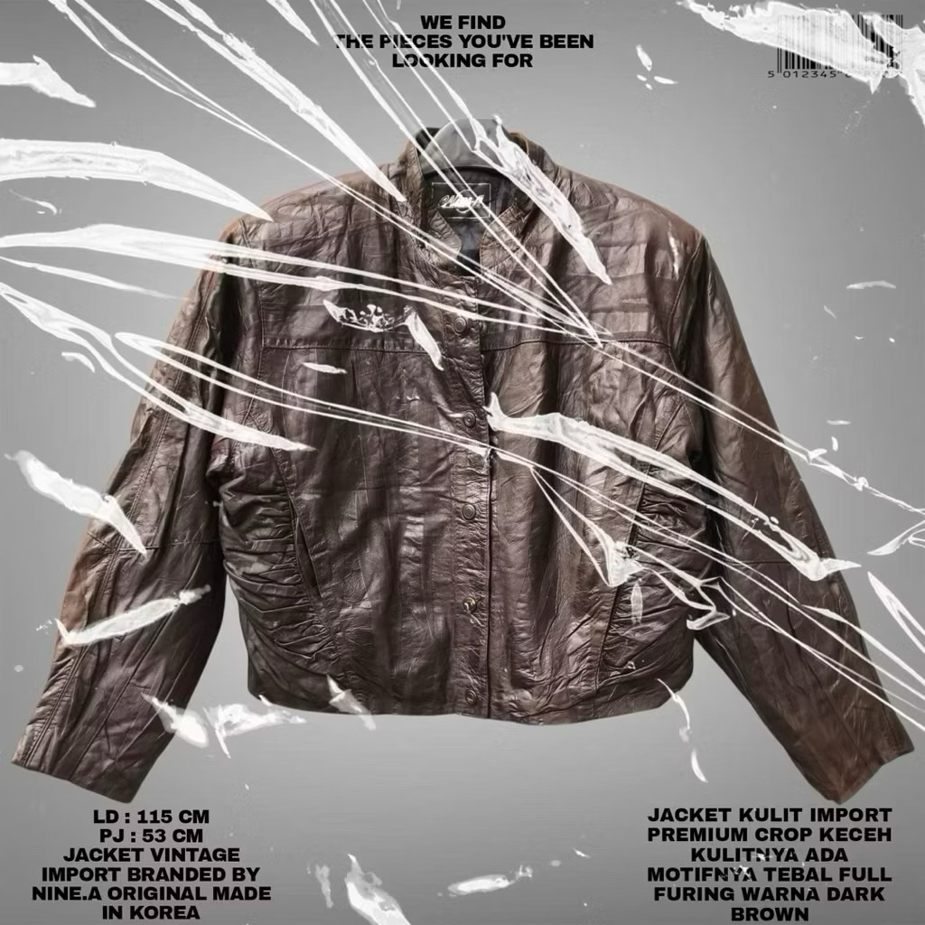 FLASMA/NINE.A ORIGINAL KOREAN JACKET LETHER KULIT LEMBUT CROP PREMIUM DARK BROWN/CROP JAKET KOREAN L