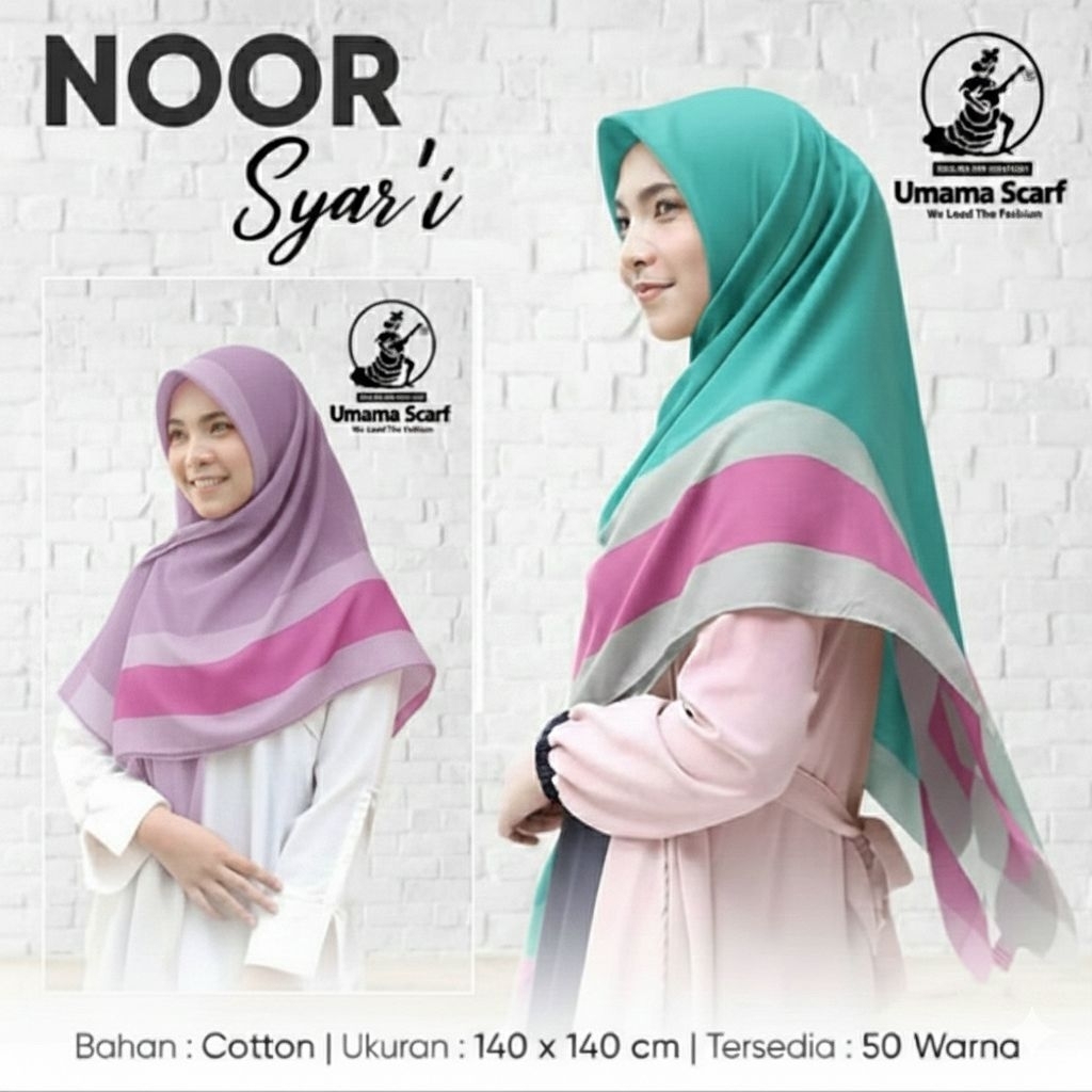 Hijab Kerudung Jilbab Segi Empat Katun Noor Jumbo Umama