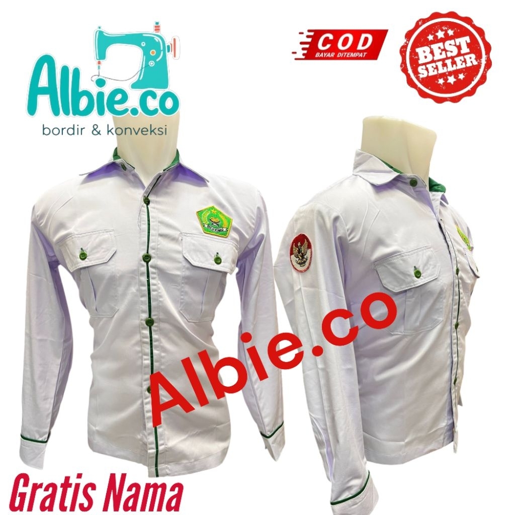 KEMEJA KEMENAG PANJANG PUTIH/KEMEJA KEMENAG PUTIH HIJAU