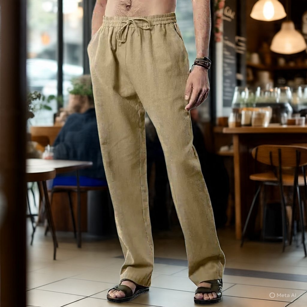 celana panjang linen pria premium / linen long pants / celana santai