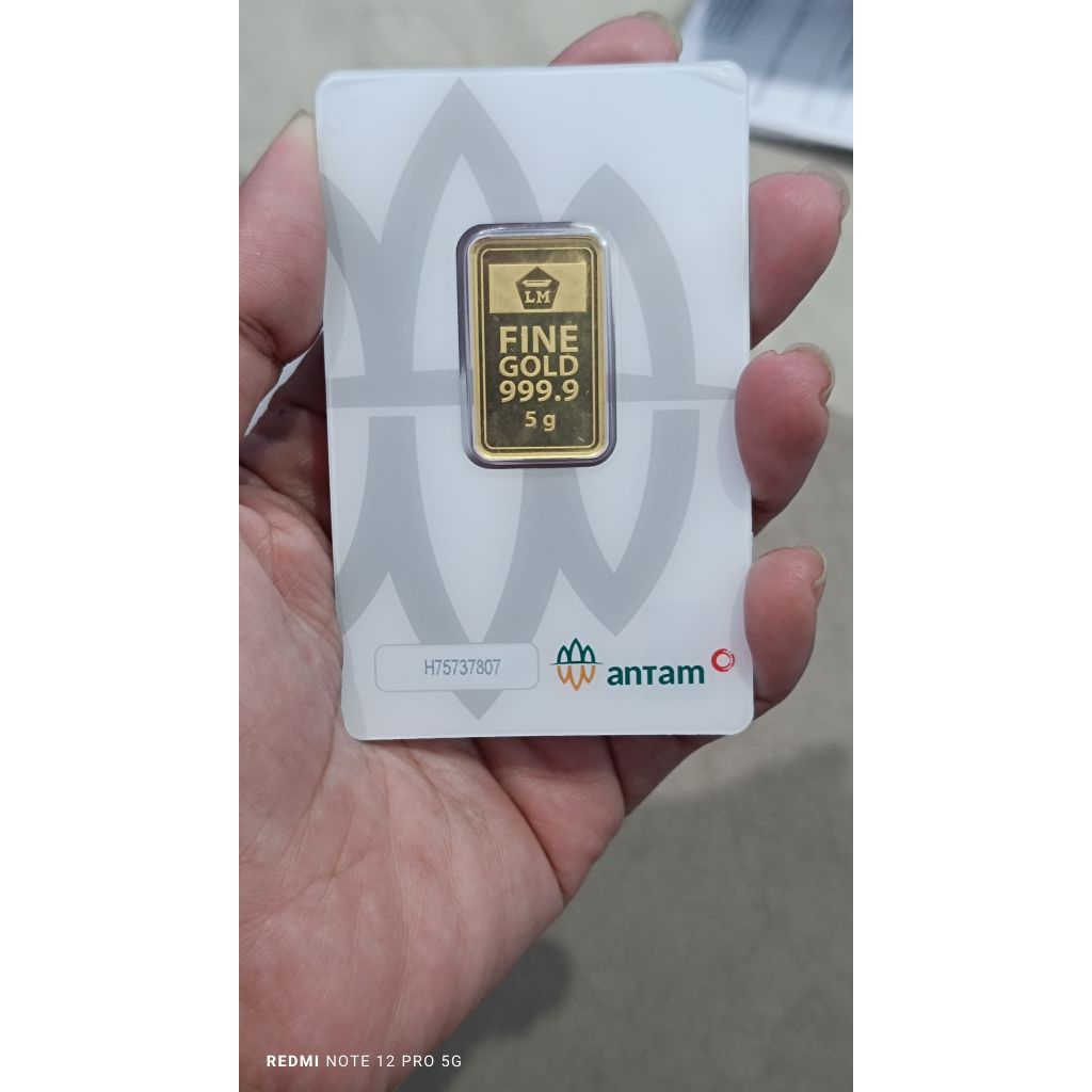 Emas Batangan Antam 5 gram - Kemasan Press Card Red Mark