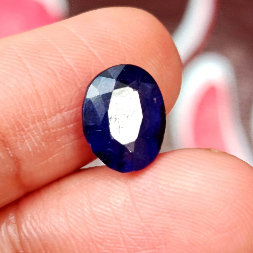 Natural Batu Permata Blue Safir Cutting Oval - Batu Blue Sapphire Asli