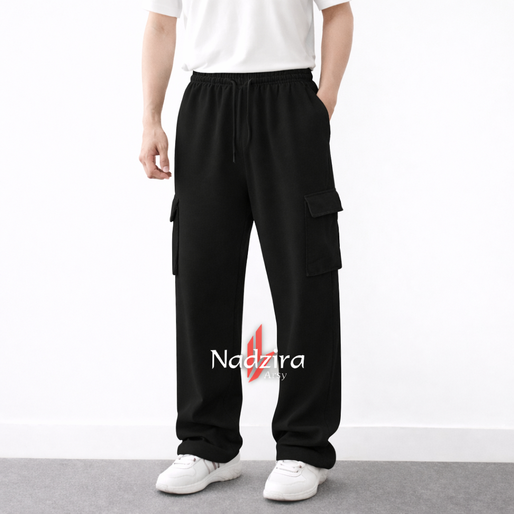 Nadzira - Celana Cargo Panjang Pria Korea Style Basic Sport Celana Training Kargo Panjang Pria Highw