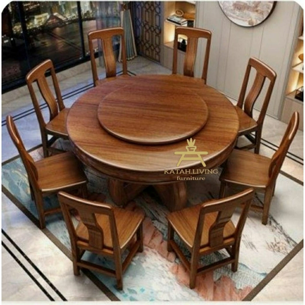 meja makan minimalis kayu jati perhutani