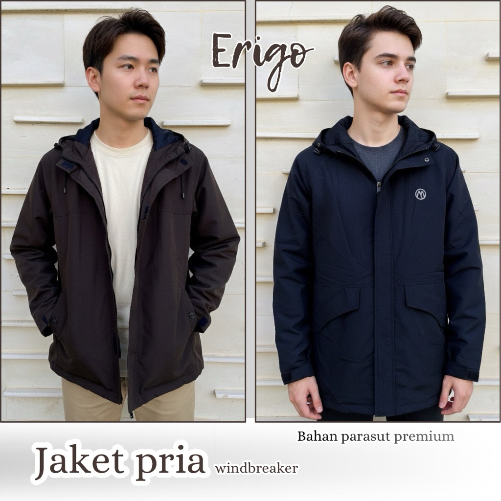 Jaket parasut pria windbreaker NEW Jacket premium cowok polos hoodie tebal