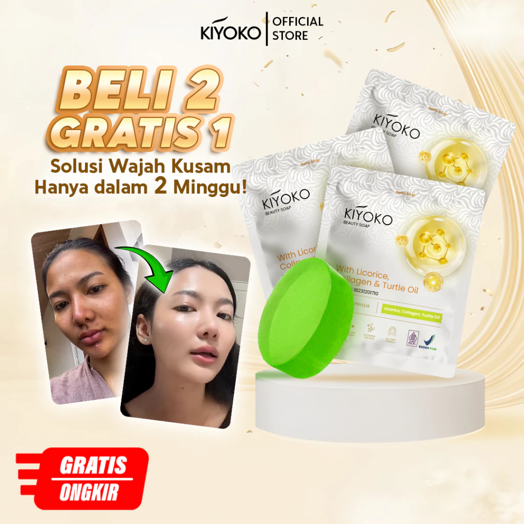 [BELI 2 GRATIS 1] Kiyoko Beauty Soap Sabun Muka Glowing dan Memutihkan Sabun Cuci Muka Mencerahkan W