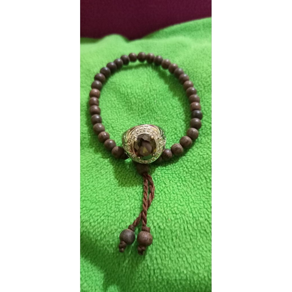 cincin batu kecubung teh cutting & gelang tasbih