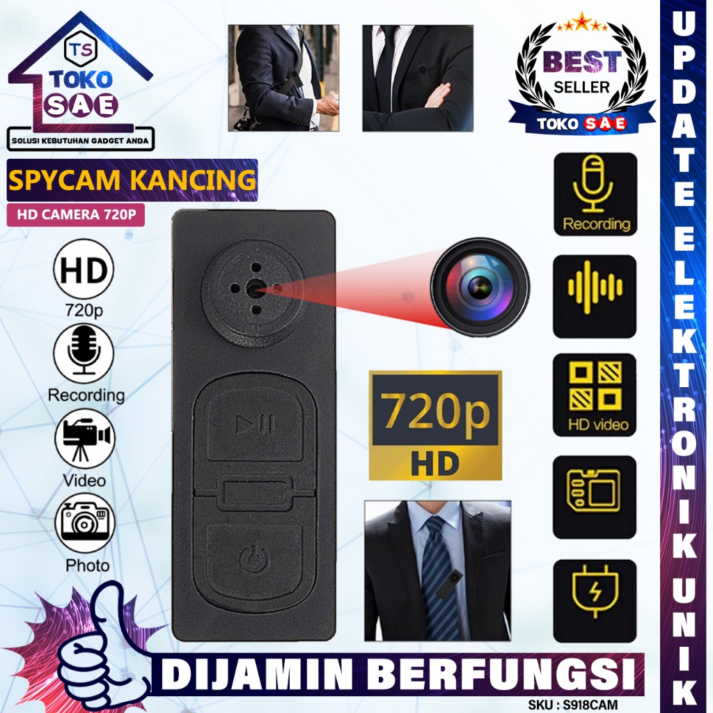 Hidden Spycam Kamera Kancing Baju Non Wifi Spy Camera Kancing HD Keren Kamera Pengintai Tersembunyi 
