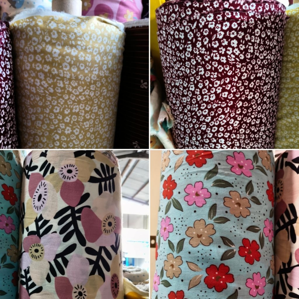 kain katun rayon premium - kain katun rayon viscose - kain rayon motif bunga - kain rayon motif best