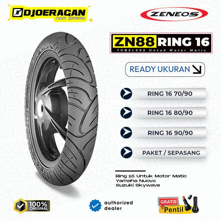 Paket BAN MOTOR NOUVO ZENEOS ZN88 Ring 16 TUBELES DEPAN BELAKANG SKYWAVE