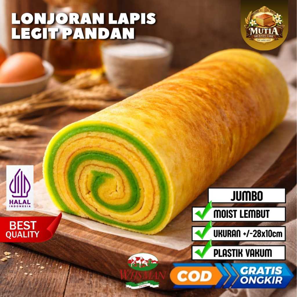Lapis Legit Lonjoran Roll Cake Pandan Ukuran Jumbo 28cm Lapis Legit Gulung Wisman Premium