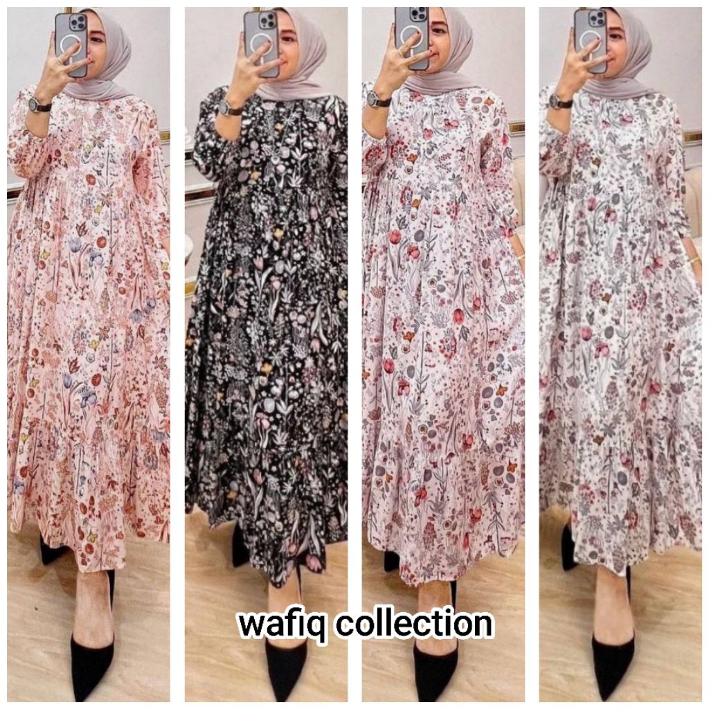 Midi Dress Davina Rayon Premium Busui Kancing Terbaru  [4]