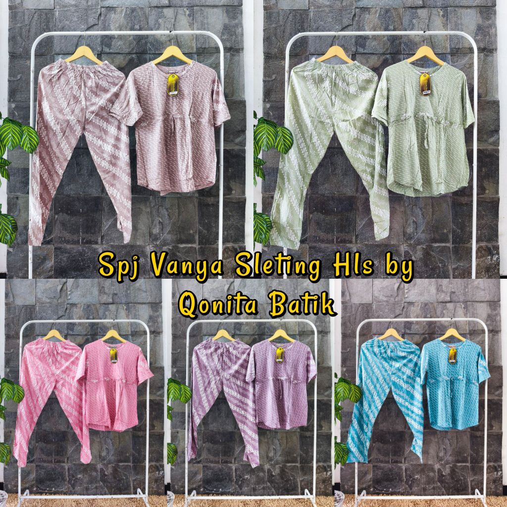 {Ld 100 Cm} Daster Qonita Batik ll Spj Vanya Sleting Hls Setelan One Set Busui