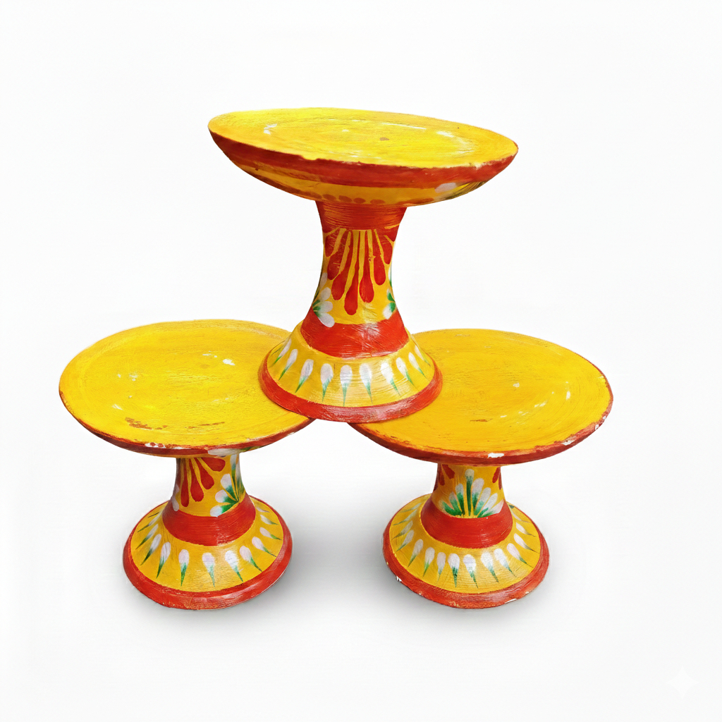 Dulang Bali Kayu Lukis Tradisional Diameter 18,5cm Tempat Canang Sari / Wadah Banten Kecil / Pajanga