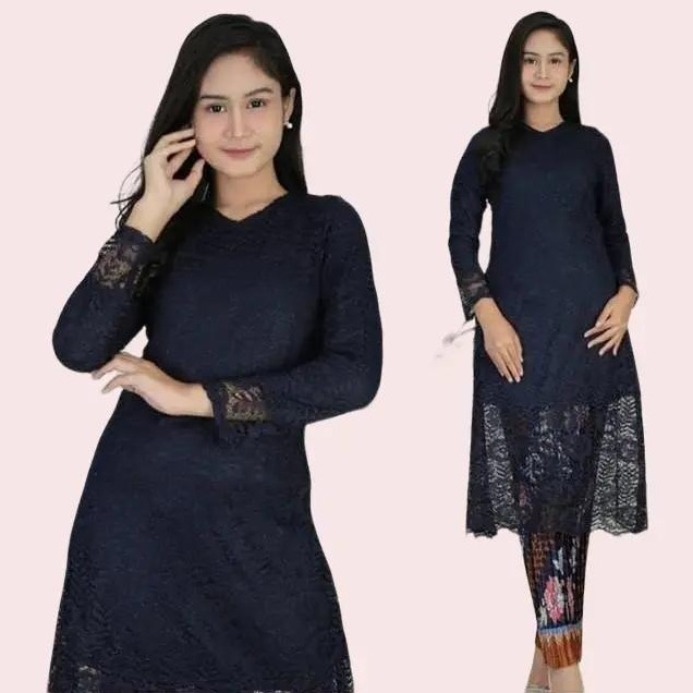 Atasan Kebaya Brukat Baju Kurung Full Puring Warna Hitam