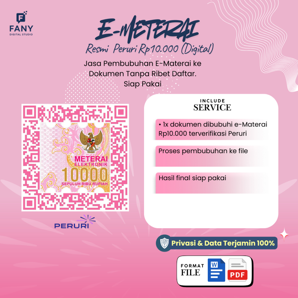 Jasa Tempel E-Meterai 10000 Resmi Peruri | E-Materai Digital untuk CPNS , Kontrak & Dokumen Lainnya 