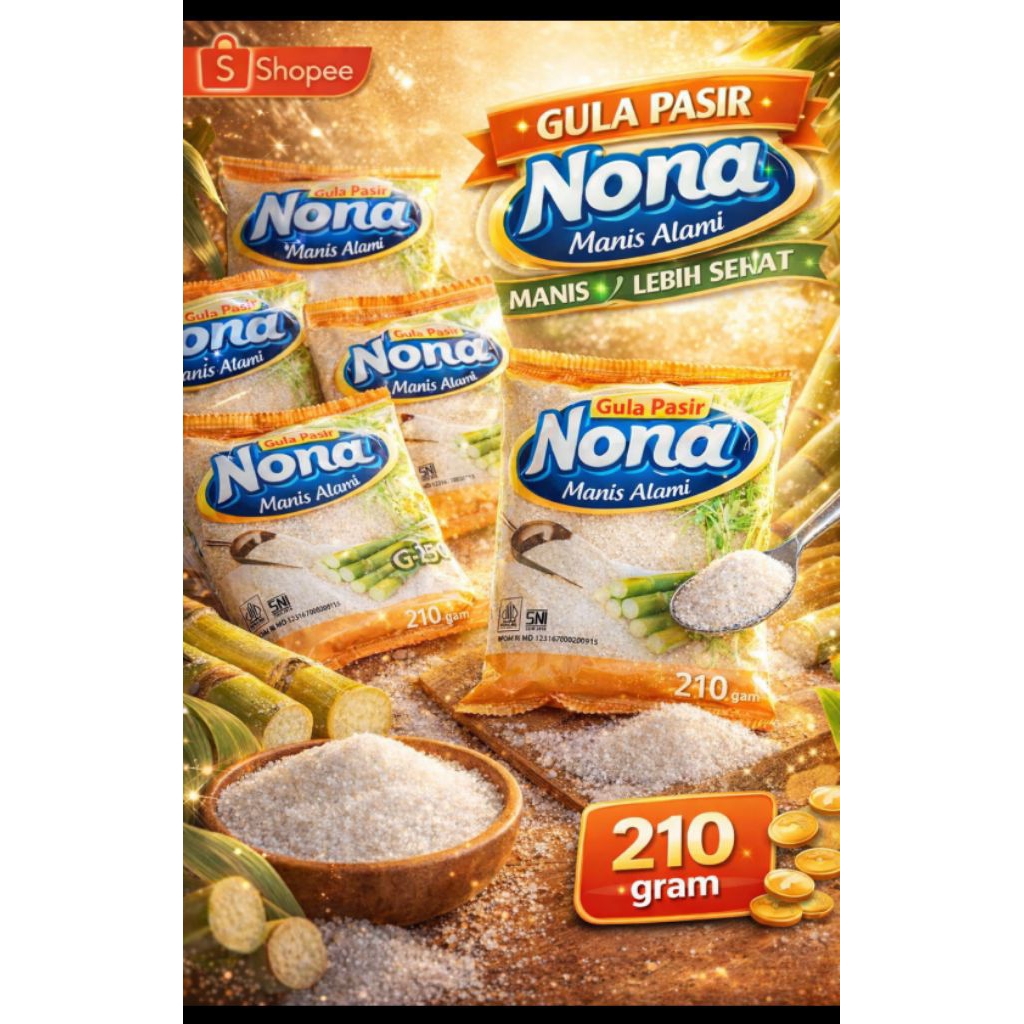 Gula Pasir Nona/ Rosina 200 Gram - gula pasir Berkualitas, Praktis, Higienis
