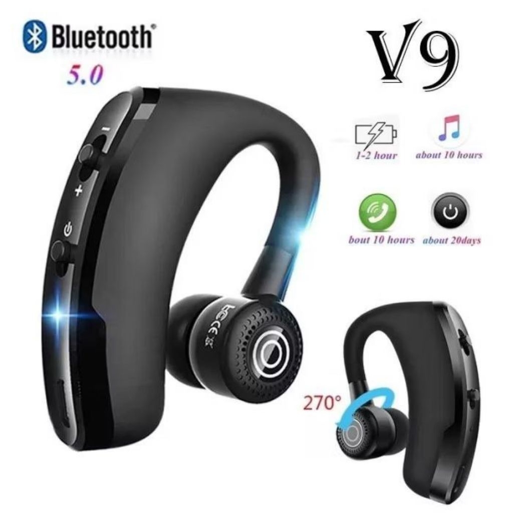 Headset Bluetooth V9 Wireless Earphone Bluetooth Earbuds Tanpa Kabel