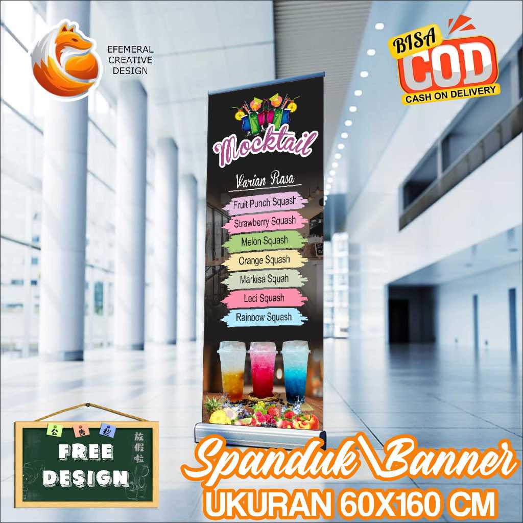 Cetak Spanduk Banner Minuman Mocktail 60X160  Cm Free Desain Dan Ukuran