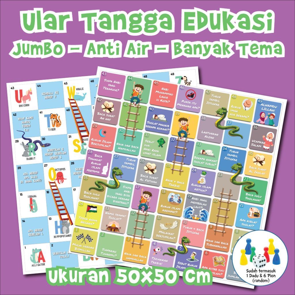 Ular Tangga Edukasi Besar / Permainan Ular Tangga Tematik