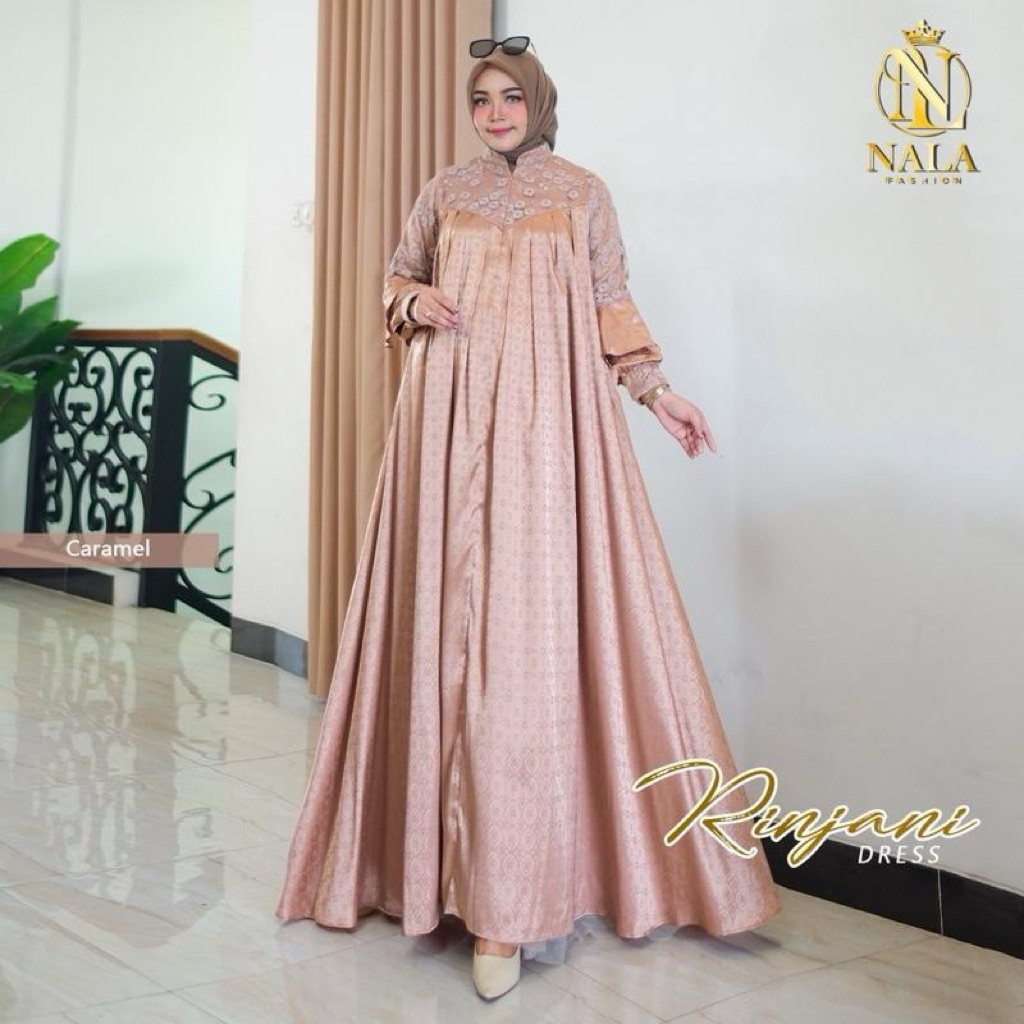 Rinjani Dres Daniela silk jaguar import mix tille chery blosom premium Ziper Depan Aksen Rempel tang