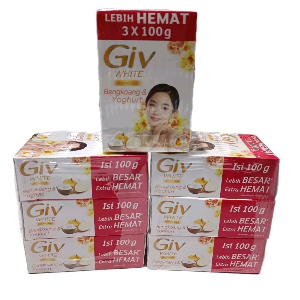 [PAKET 3 BENDEL TOTAL 9 PCS] GIV BAR SOAP Bengkoang & Yogurt Sabun Mandi Batangan Kemasan Besar 100g