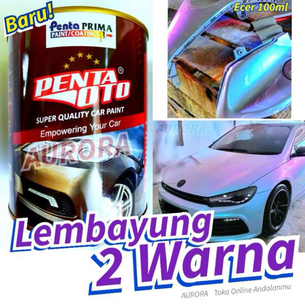 Cat Penta Oto PU Mutiara Lembayung 200ml Blue Violet Ungu Bunglon Putih Duco Duko