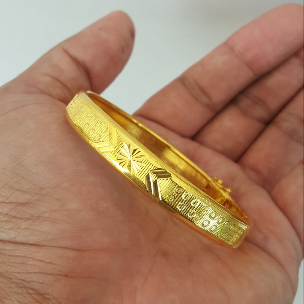 Gelang Bangkok Ukir Mini Lapis Emas Kuning Antik
