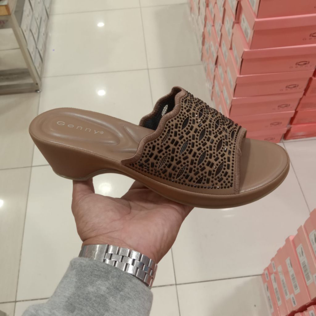 GENNY SANDAL WEDGES SLIP ON - SELOP WEDGES CANTIK - ORIGINAL