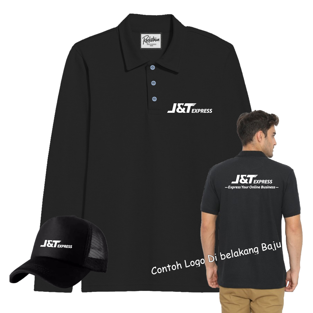 Plus Topi - Poloshirt Panjang jnt-Express Baju Kaos Seragam Keren Pria Wanita