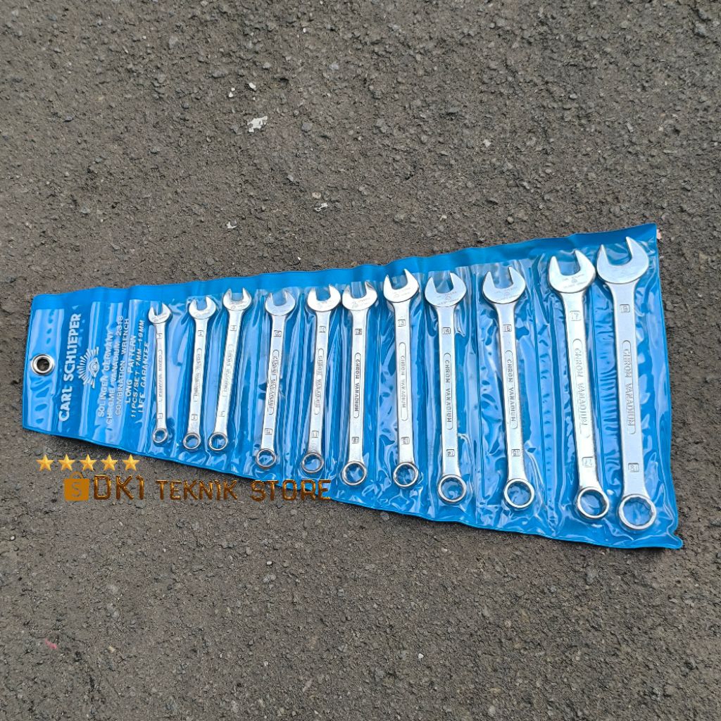 Kunci Ring Pas Set 11 Pcs 7-19 Mm Tjap Mata Original Kunci Pas Ring CR-V