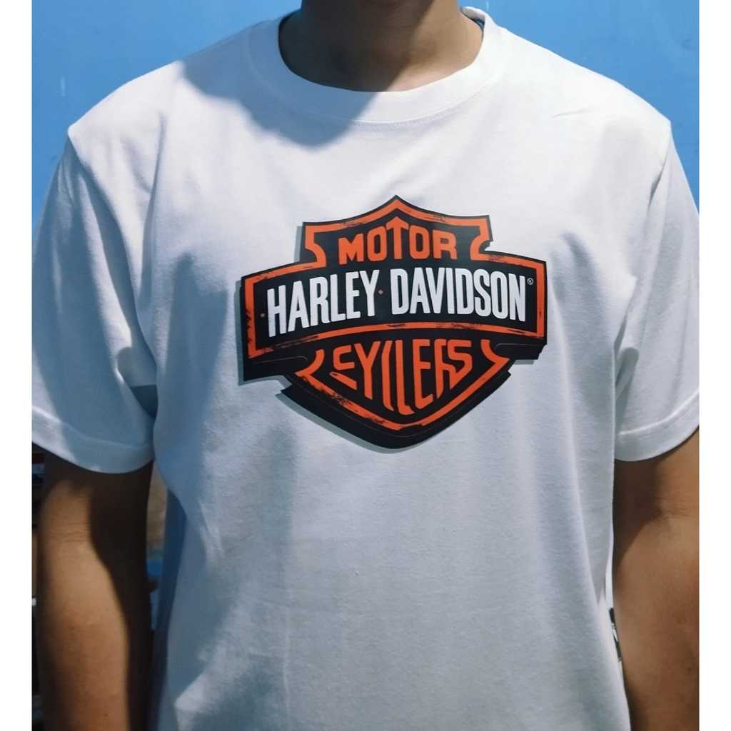 KAOS / T SHIRT PUTIH LOGO HARLEY DAVIDSON ORANGE