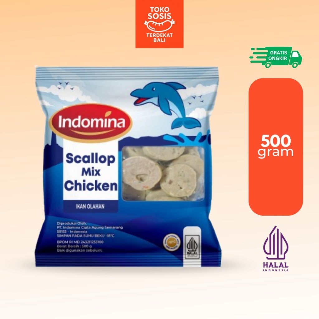 Indomina Scallop Mix Chicken 500 gram | Scallop Ikan dan Ayam