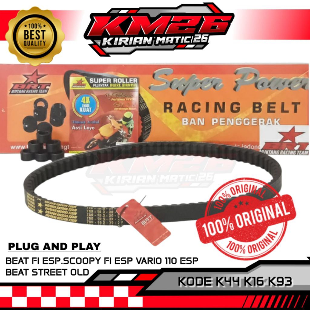 Vanbelt Roller BRT Honda Beat Fi Esp Scoopy Fi Esp Vario 110 Esp Beat street Lama V-Belt Loler BRT