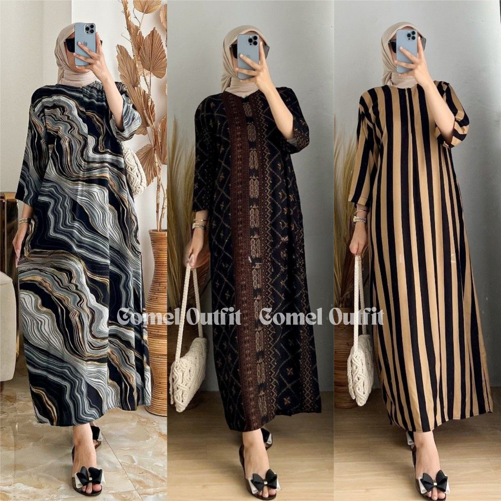 Daster saku Kekinian - daster bahan rayon premium motif - daster lengan Tangan 3/4 daily - daster ra