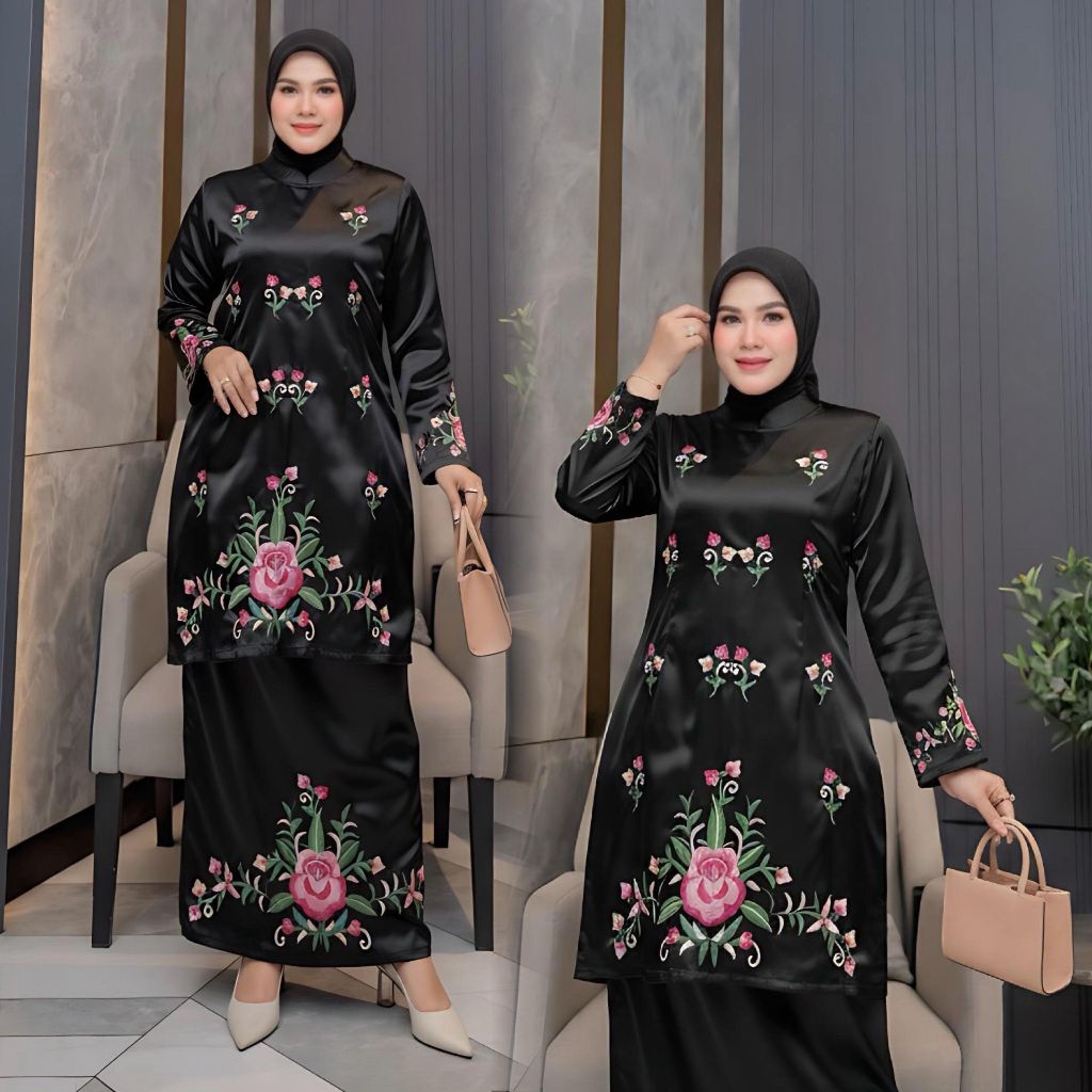 Setelan tunik basiba baju kurung Melayu bordir / baju Malaysia / baju melayu