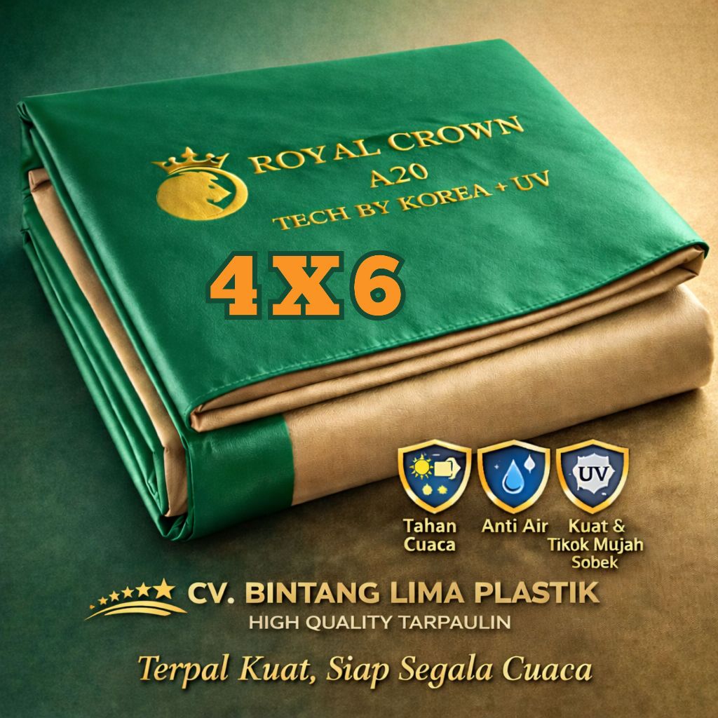 Royal Crown A20 Green Golden Ukuran 4x6 Meter Terpal Lembaran Super Tebal