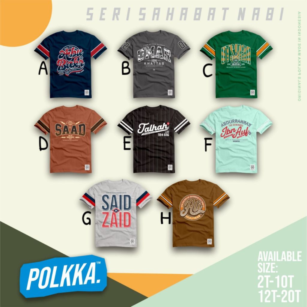 T-SHIRT POLKKA SERI SAHABAT NABI / KAOS ANAK POLKKA SERI SAHABAT NABI