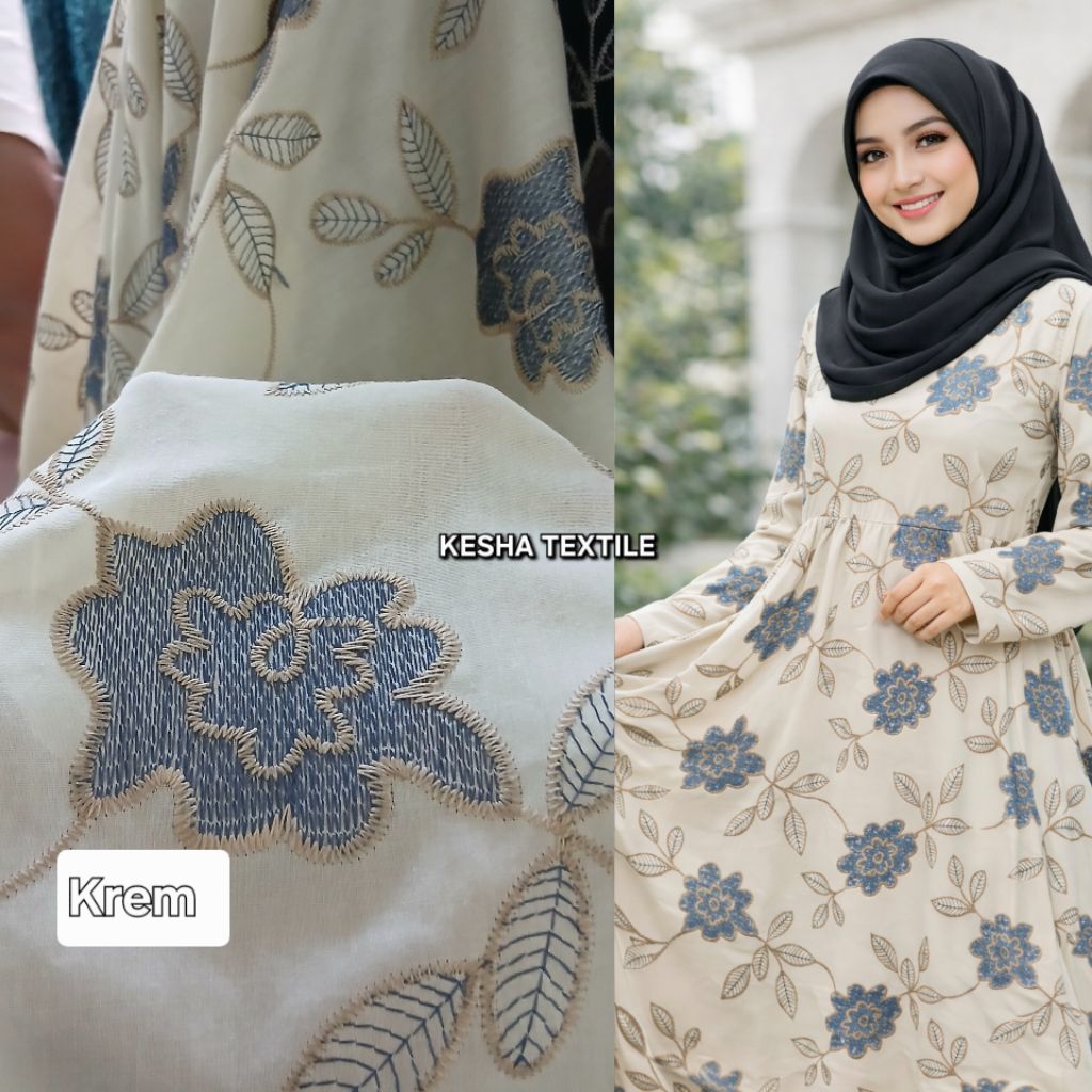 Kain bahan katun bordir melati / Kain katun bordir melati halus / Kain katun bordir premium import