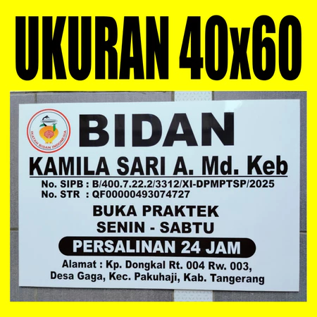 Papan Nama Acrylic 40x60 Papan Nama Dokter Plang Bidan Praktek Sekolah Sign Label 40x60 Akrilik
