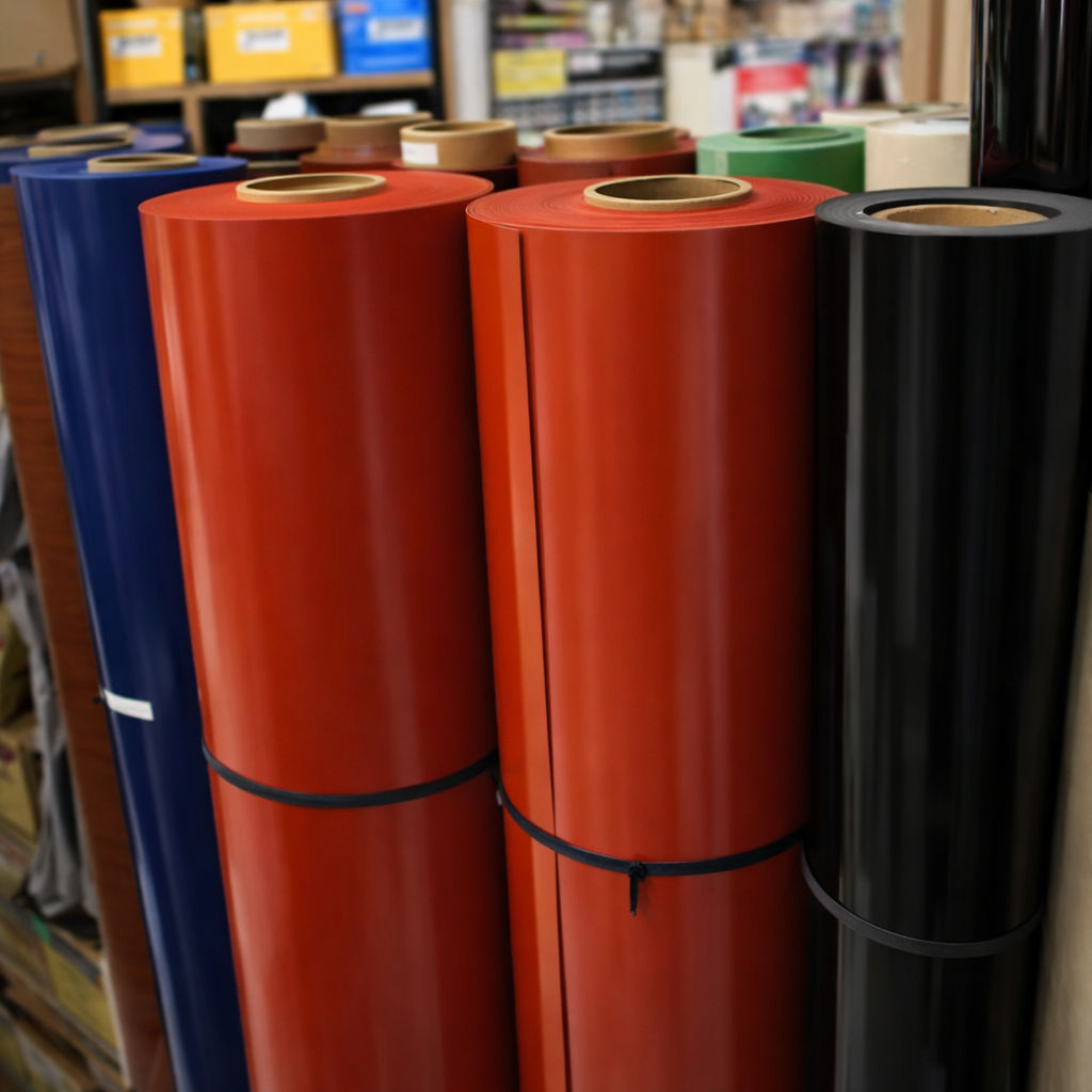 PVC Sheet Merah Tebal / Decosheet - Pelapis Finishing Furniture