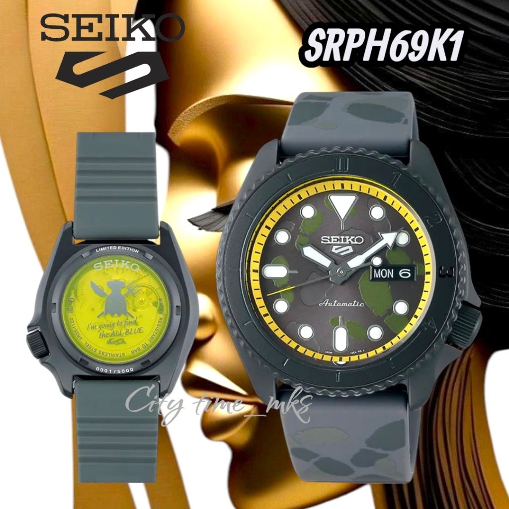 Jam tangan pria SEIKO 5 sports SRPH69K1 one piece footprints evoking sanji automatic patern dial lim