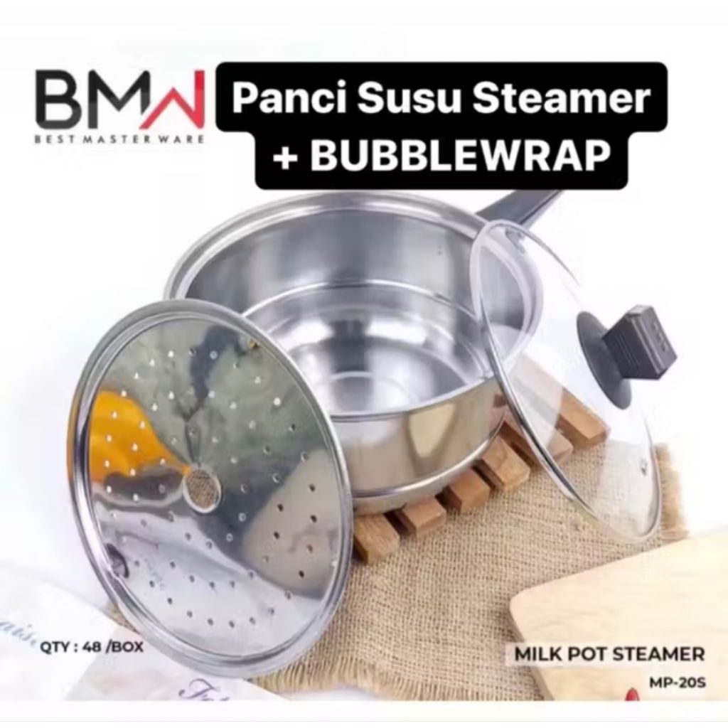 Panci Steamer Panci kukusan stainless tutup kaca